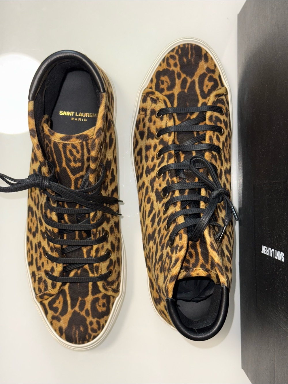 Saint Laurent Leopard Print High-Top Sneakers - New Full Set - Picture 10 of 17